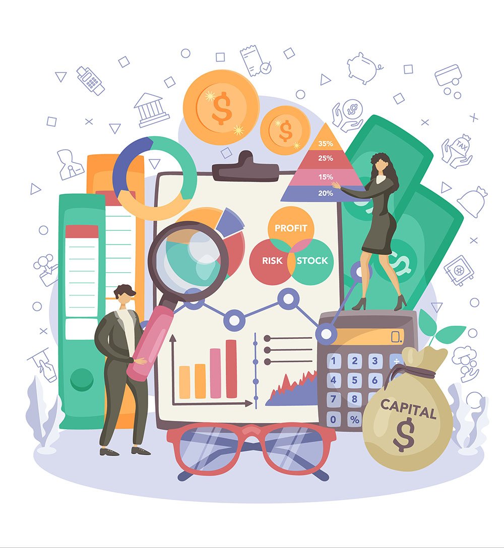 Financial advisor or financier concept. Business character making